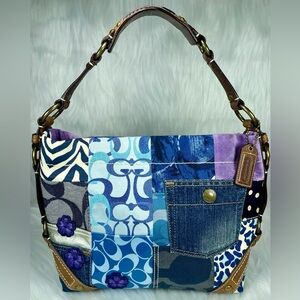 Coach Carly Denim Patchwork Shoulder Bag